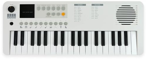 Axus 37 Mini Portable Keyboard in Arctic White - Fun Electric Piano for Beginners, USB-C or Battery Power
