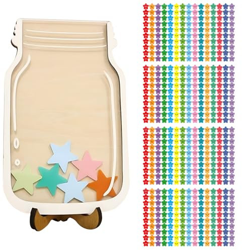 WUSANNA Belohnungsglas Klassenzimmer Personalisiertes Belohnungsglas Belohnungstafel Kinder Spiel Belohnungsglas Klassenzimmer mit Sockel Förderung von Kindern in der Schule oder zu Hause