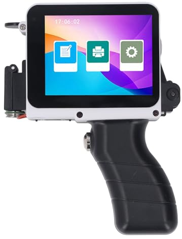 Focket Pistola de Impresora de Inyección de Tinta Portátil, Impresora Portátil de Mano con Altura de Impresión de 1/2 Pulgada y Pantalla Táctil, para Código de Barras, Fecha, Código QR