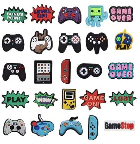 ZUWIJEQ 25 Pièces Charmes de Chaussure de console de jeu, Charmes de Chaussure Pins, Breloque pour Sabots Sandales Pins, Charms Accessoires pour Filles Garçons Cadeau Noël ou d'anniversaire