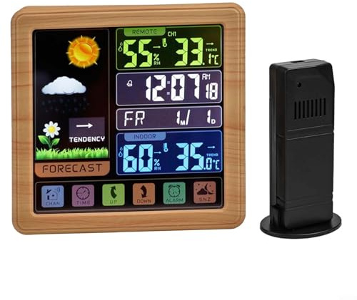 Weather Station, Touch Screen Weather Clock Indoor And Outdoor Temperature And Humidity Detection, For Greenhouse, Garden, Cellar