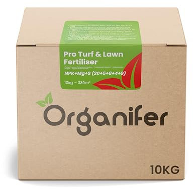 Organifer Fertilizzante Pro Turf E Prato - Rilascio Graduale - Fertilizzante Per Prato - Nutrienti A Rilascio Lento - Fertilizzante Bilanciato (10 kg)