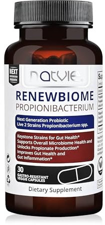 RENEWBIOME PROPIONIBACTERIUM – Probiotikum mit Propionibacterium acidipropionici und Propionibacterium freudenreichii subsp. shermanii – 5 Mrd. KBE pro 1 Magensaftresistenten Kapsel - 30 Kapseln