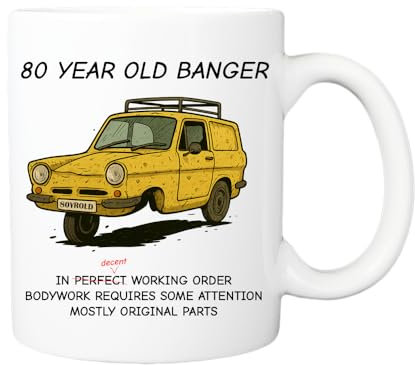 Pickhut 80th Birthday Gift for Men, Birthday Gift, 80 Year Old Banger, Funny 80th Birthday Mug, Joke