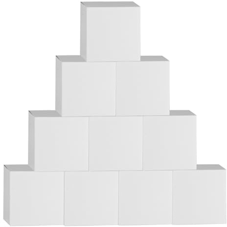 10 Pcs Small White Gift Boxes with Lids, Cardboard Party Favor Present Boxes for Birthday Wedding Christmas Bridesmaid, 12x12x12 cm