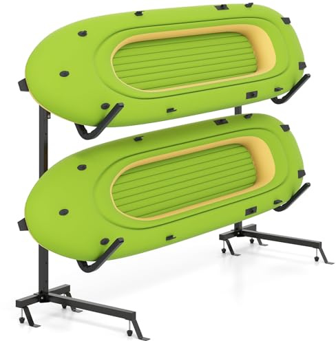 COSTWAY Porta-Kayak Autoportante, Rastrelliera per Kayak con Base Larga, Piedi Regolabili e Coperture Imbottite, Scaffale autoportante per Canoa per SUP e Canoe, Portata 80 kg