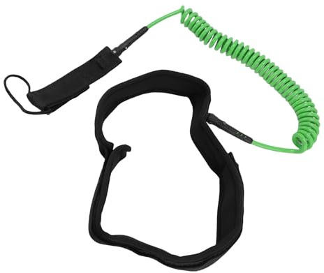 Tbest Surf Leash 10ft 7mm TPU Högstyrka Justerbar Touchfästelement Paddelare Leash Robust och Ingen Trassling, Tung Konstruktion, överlägsen Komfort, Säker Fästning för små (Grön)
