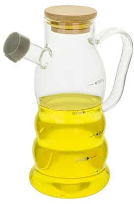 Bottiglia di olio borosilicato da 500 ml con coperchio in bambù