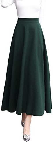 Moviendress Jupe Hiver Femme Longue Plissée Laine Taille Haute A-Ligne Vintage Carreaux Jupes