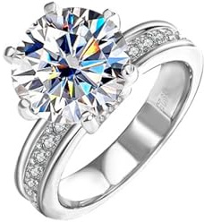 Diamantring, 3ct Moissanit diamantringar for kvinnor röd/grön/gul rund slipning D-färg VVS1 förlovningsringar