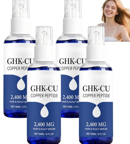 Spray sérum para cabello y cuero cabelludo a base de péptidos de cobre GHK-Cu, 2400 mg, suero ligero leave-in a base de agua para suavidad y brillo, cuidado hidratante para cuero cabelludo seco (4