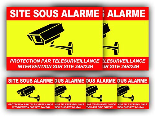 Autocollant Vidéosurveillance + plastification de Protection Anti UV : Protection par télésurveillance - Intervention sur site 24H/24H - CRJ (Lot 1 : 2+4)