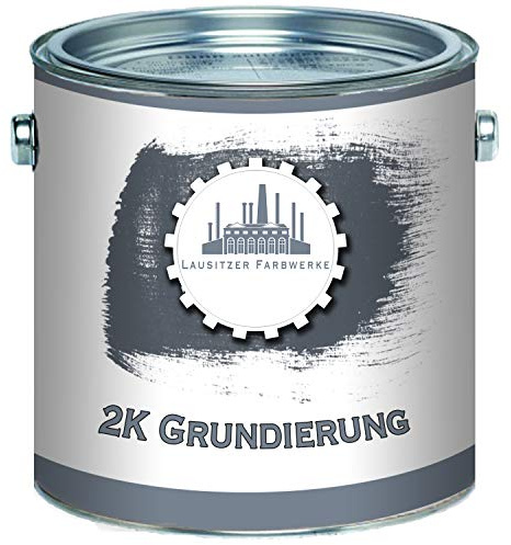 Lausitzer Farbwerke traditionelle 2K Grundierung im Set 2 komponenten Grundierung MATT weiß grau schwarz Farbauswahl (1 L, Grau)