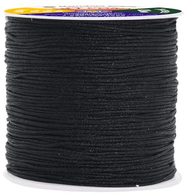 Mandala Crafts Jalousienschnur, Ersatzschnur aus geflochtenem Nylon für Wohnmobile, Fenster, Lampenschirme und Rollen (0,8 mm, schwarz)