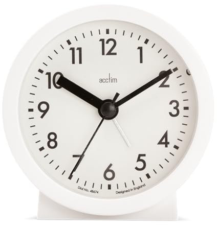 Acctim Gaby Small Analogue Contemporary Bedside Alarm Clock (White)