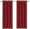 Ev Dekor® EVCRTN01 Thermal Blackout Curtains for Bedroom, Offices, Hotels Windows 46(116cm) Wide X 54(137cm) Long, Red - 2 Panels with Tie Backs