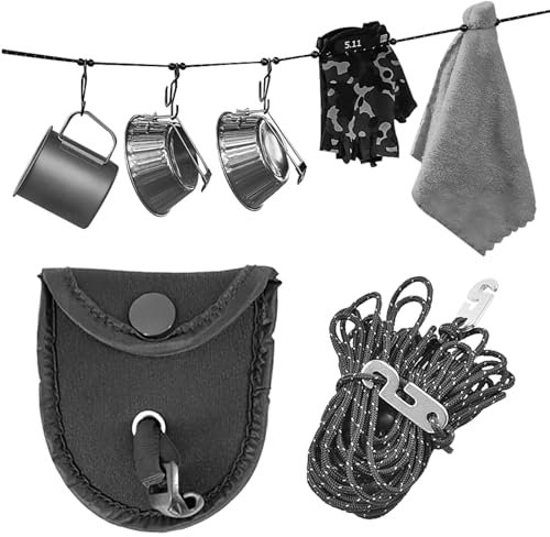 Fyfjur Filo Stendibiancheria Da Campeggio, 3,5 M Stendino Da Viaggio Riflettente Con 24 Perline Di Fissaggio E Borsa Di Stoccaggio, Filo Per Stendere Per Campeggio, Camper, Tenda, Balcone