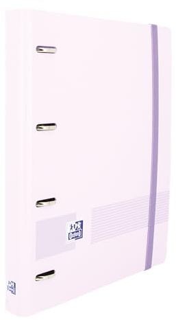 Oxford Live & Go, raccoglitore A5 4 anelli, in plastica Polyfoam, chiusura con gomma, include ricambio Dots e foglio di adesivi, colore malva pastello