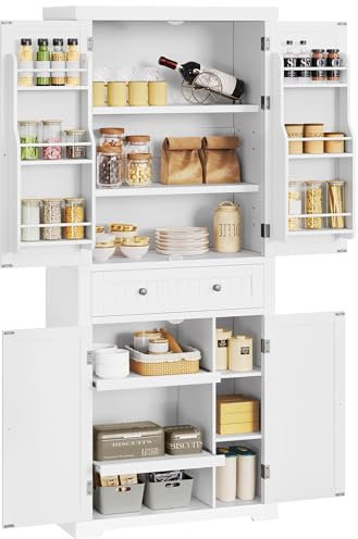 YITAHOME Küchenschrank, 182.5CM Hochschrank Küche Vorratsschrank, Buffetschrank mit Verstellbaren Ablagen, Esszimmerschrank mit Schubladen, für Wohnzimmer Küche