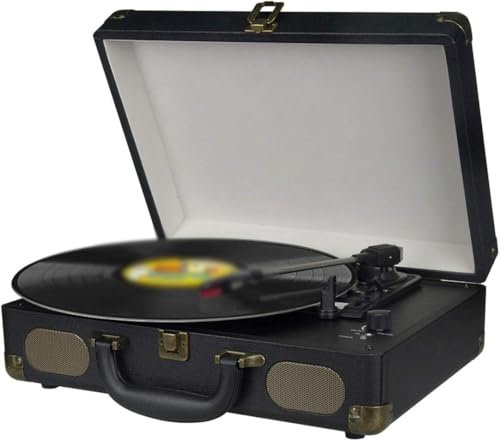 Tocadiscos portátil retro portátil de tres velocidades, USB, Bluetooth, 18/20/30 cm, reproductor de discos de vinilo vintage con altavoces estéreo integrados