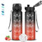 Trinkflasche Edelstahl- 0 5 liter- Trinkflasche, Trinkflasche mit Zeitmarkierung und Filter, Trinkflasche Kohlensäure Geeignet, Leicht zu Reinigen, Wasserflasche für Schule, Büro, Outdoor, Running
