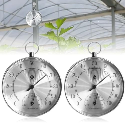 2 Stück Behogan Hygrometer Thermometer: 10cm Präzises Innen-Außen Thermometer, Analog Hygrometer, Für Häuser, Gewächshäuser, Gärten