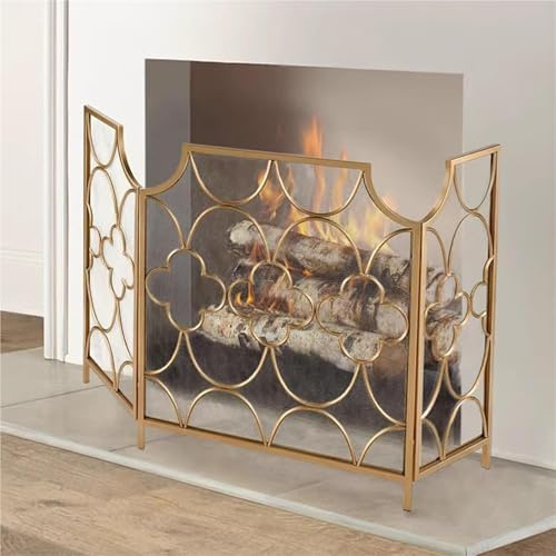 HAVVMK Pantalla de Chimenea de Metal, Cubiertas Decorativas para Chimenea de Sala de Estar, Rejilla Protectora contra chispas de Fuego Personalizable
