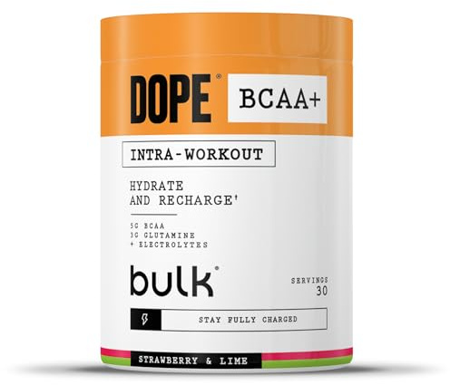Dope BCAA+ | Poudre Intra-Entraînement | Strawberry Lime | 360 g | 30 Portions | 5g BCAAs | Mélange d'Électrolytes | Glutamine | Vitamine B6 & B12 | Soutient l'Hydratation, l'Énergie, Récupération