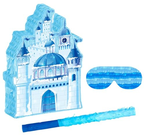 rockible Piñata de Castillo con temática de Invierno, Actividad para Fiestas Infantiles, Regalos Decorativos, artículos para Fiestas, decoración navideña para