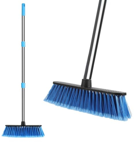 Broom Brush, Long Handle Soft Broom, Sweeping Brush Indoor, Kitchen Floor Brush, with Soft Bristles Broom, for Home Kitchen Office Outdoor Garage