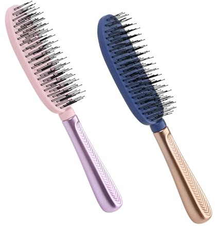 Lot de 2 Brosse à Cheveux Démêlante Réduit les Cassures élimine les Nœuds Brosse à Cheveux à Poils Billes Fins et Délicats Picots Souples à 2 Niveaux ne Tire pas Brosse Cheveux Bouclés