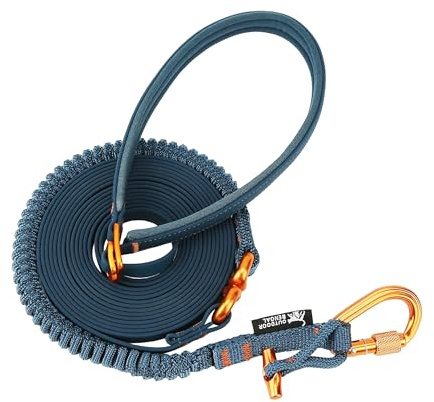 OutdoorBengal Kushma™ - Long Leash for Cats and Small Dogs with Bungee - Silicone + Nylon - No Tangle, Hands-Free for Waist and Body, Lightweight - Extra Long Cat Leash for Small Dogs (Navy)