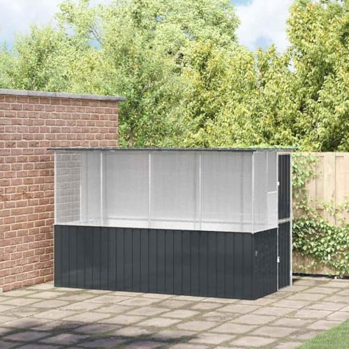 Versear Voliera per Pappagalli, Gabbia Uccelli, Gabbia Pappagalli Grande, Pollaio per Galline da Esterno, Voliera per Uccelli, Voliera Grande in Acciaio Anthracite 215x78x200 cm