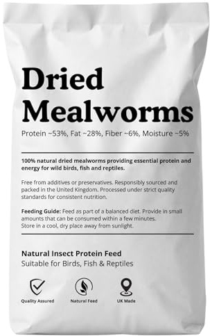 Dried Mealworms 5 L – High-Protein Natural Feed for Wild Birds, Reptiles & Fish – 100% Pure Insect Protein – UK Packed Premium Wildlife Food