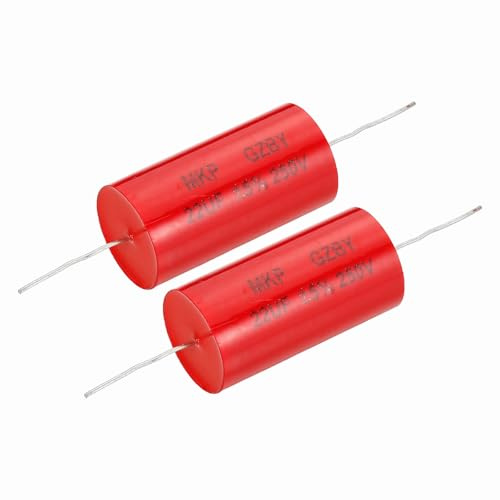 sourcing map 2 condensadores divisores de frecuencia de 22 uf, 250 V, altavoz de audio axial rojo, condensador de película MKP