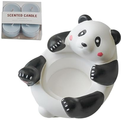 PortaPanda, PortaTealight,Portaprofumato con 4 votive | Statuine di piccoli animali per centrotavola e decorazioni per la casa