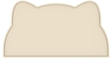 Tapis Gamelle Chat et Chien, Tapis Silicone Bol Antidérapant Tapis de Nourriture pour Animaux Imperméable (Beige, 44x25 cm)