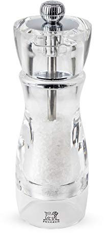 PEUGEOT - Salzmühle Vittel 16 cm - Stahlmahlwerk - Klassische Mahlgradeinstellung - Acryl Transparent