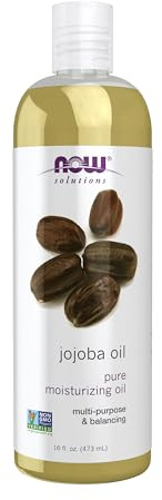 NOW Foods Solutions, Jojoba Oil, 100% Pure Moisturizing, Multi-Purpose Oil for Face, Hair and Body, 16-Ounce