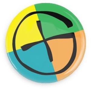 Cache Boutique - Badge Geocaching - Couleur : Quadricolor