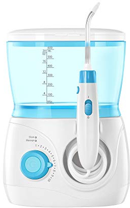 ToiletTree Products Children's Countertop Water Flosser - Dental Oral Irrigator for Kids - BPA-Free Dental Water Flosser with 600mL Capacity and Adjustable Water Pressure - Blue