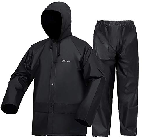 Rain Suits for Work, Ultra-Lite Waterproof Protective Rain Coats Rain Gear Workwear Fits Men Women(Black,X-Large)