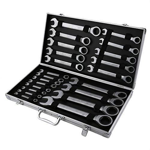 WindWilder Set di chiavi inglesi a cricchetto, 22 pezzi, 6-32 mm, chiave a cricchetto, set di chiavi combinate, con scatola