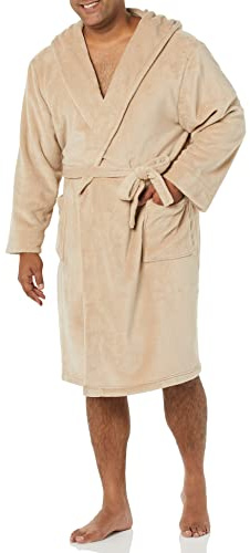 Amazon Essentials Peignoir en Peluche Mi-Long Homme, Taupe, M-L