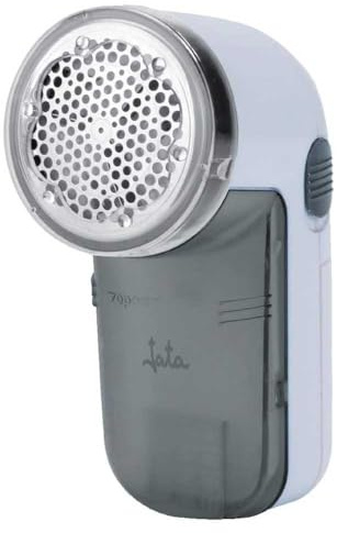 Jata JEQP5218 Quitapelusas Cuchillas de Acero Inoxidable Diámetro 5 cm Contenedor de Pelusas Desmontable con Accesorios Cepillo para Limpieza y Para Nivel de Rasurado Alto, Color Blanco Y Azul