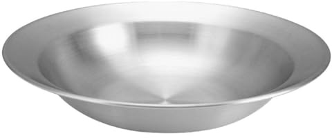CALLARON Minibehållare bred kant sopptallrik 23 cm rostfritt stål pastaskålar bred kant tallrik salladsskål metall ätskål platt mattallrik frukttallrik för servering silver