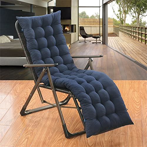 Morbuy Espesar Cojín para Tumbona de Jardín, Suave y Cómodo Cojín Reclinable Colchoneta Tumbona Exterior Ideal para Sala de Estar Tumbonas, Sillas y Hamacas (48x158cm,Azul Marino)