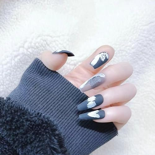 Nagelpflaster zur Temperamentverbesserung, Nagelpflaster, tragbarer Nagel, Tik Tok, Online-Berühmtheit, schwarze Rosenleiter, schwarz-weißer Mix-and-Match-Stil, einzigartiges Design A (10-teiliges Pak