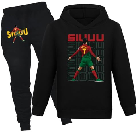 Forlcool NO 7 Football Kit Tracksuits Training Casual 2-Piece Boys Outfits 3-13 Years (Black,7-8 Years,7 Years,8 Years)