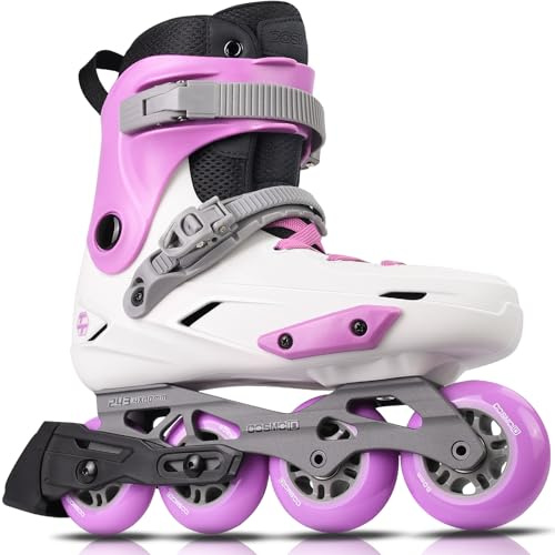 Professional Inline Skates for Women Men, COSMOID Roller Blades Adult Male Female, Size 5-13，Professional Fitness Roller Skates Blades for Unisex (White, USM8-9/USL9-9.5)